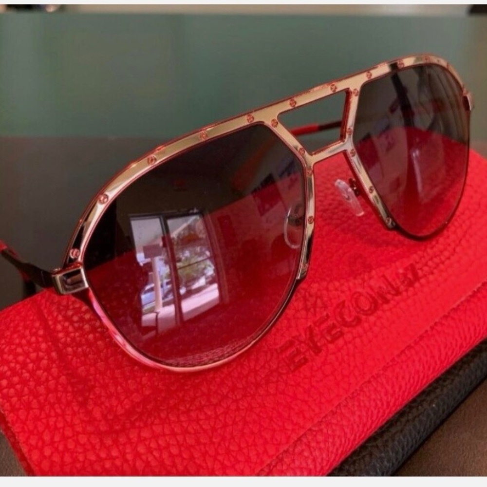 Eyecon 87 Red & Gold Aviator Sunglasses Alpina Style - Picture 5 of 9